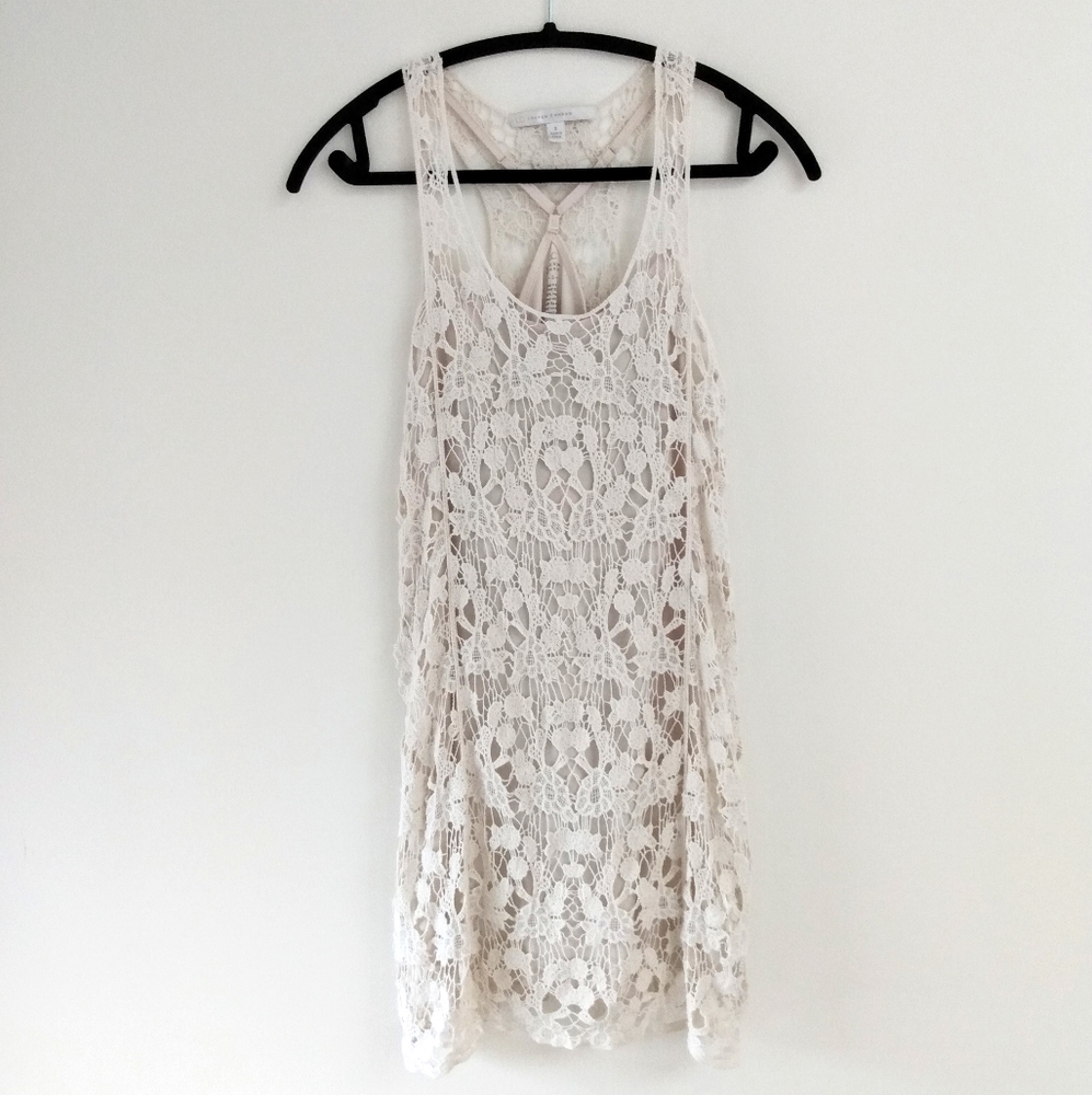 LC Lauren Conrad Ivory Racerback Crochet Dress